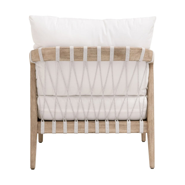Essentials For Living Pacific Club Chair ~ White Speckle Flat Rope, LiveSmart Peyton-Pearl, Natural Gray Mahogany