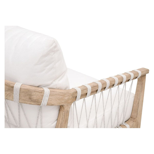 Essentials For Living Pacific Club Chair ~ White Speckle Flat Rope, LiveSmart Peyton-Pearl, Natural Gray Mahogany