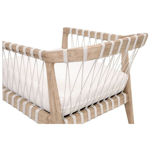 Essentials For Living Pacific Club Chair ~ White Speckle Flat Rope, LiveSmart Peyton-Pearl, Natural Gray Mahogany