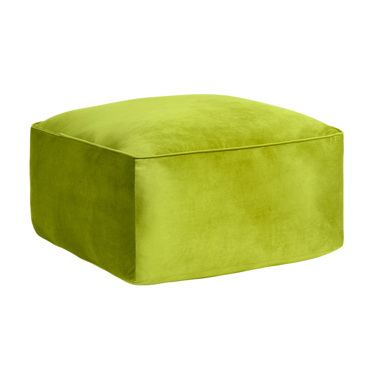 Crestview Collection Cerra Lime Green Velvet Square Foot Stool Pouf