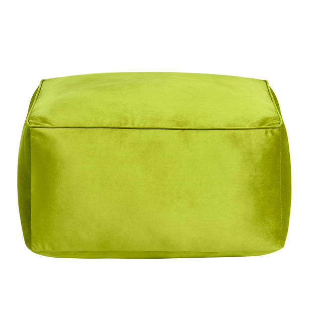 Crestview Collection Cerra Lime Green Velvet Square Foot Stool Pouf