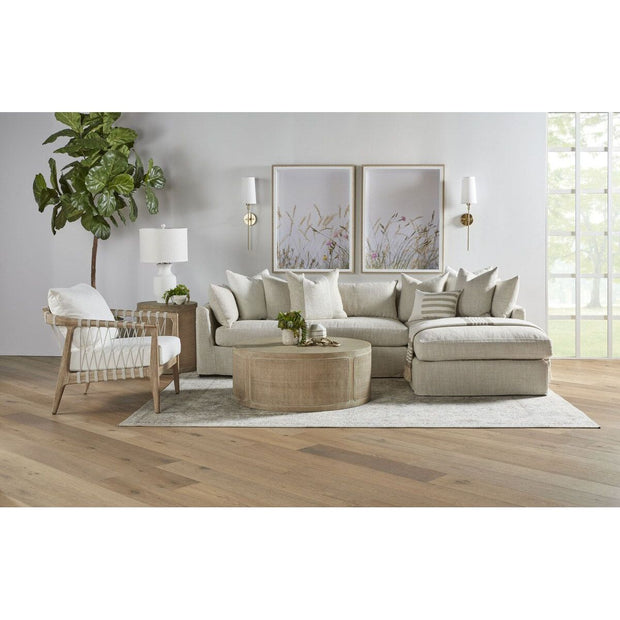 Essentials For Living Pacific Club Chair ~ White Speckle Flat Rope, LiveSmart Peyton-Pearl, Natural Gray Mahogany