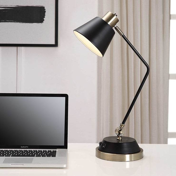 Casa Bella Living Finished in An Antique Brass And Black Desk Lamp