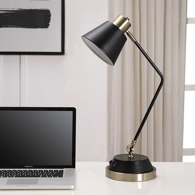 Casa Bella Living Finished in An Antique Brass And Black Desk Lamp