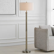 Casa Bella Living Antique Brass Off- White Linen Floor Lamp