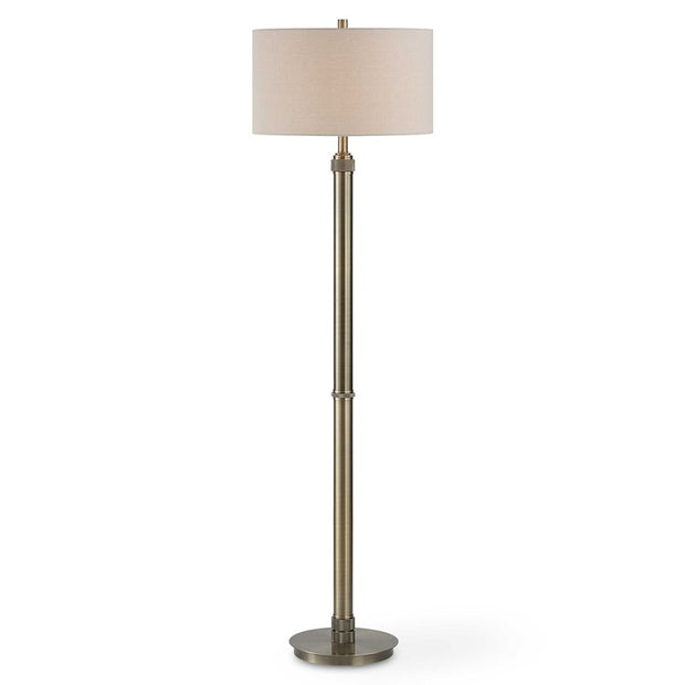 Casa Bella Living Antique Brass Off- White Linen Floor Lamp