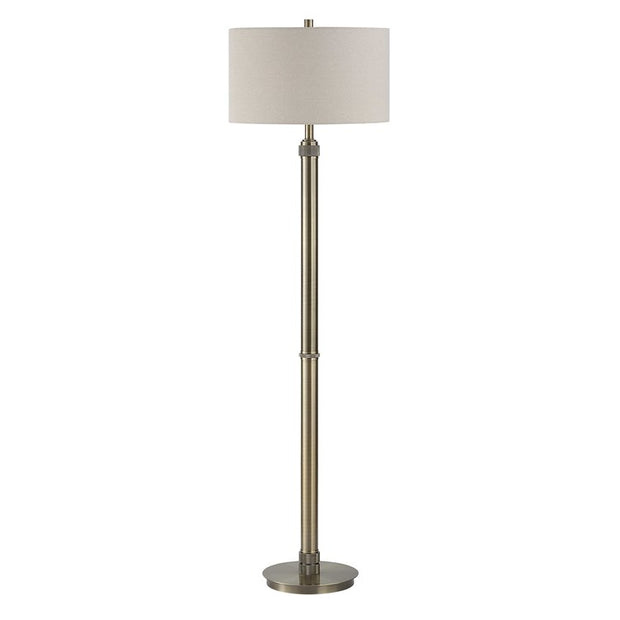 Casa Bella Living Antique Brass Off- White Linen Floor Lamp