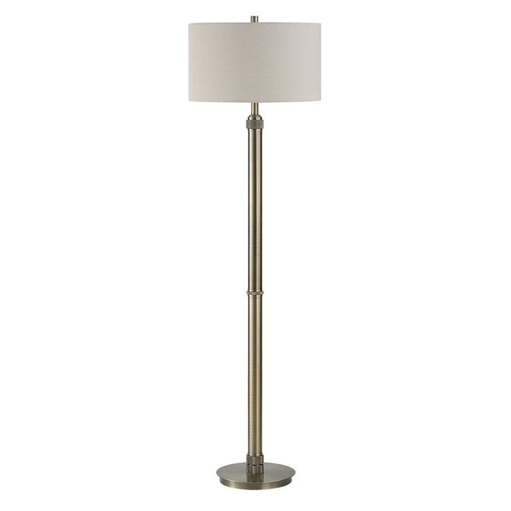 Casa Bella Living Antique Brass Off- White Linen Floor Lamp
