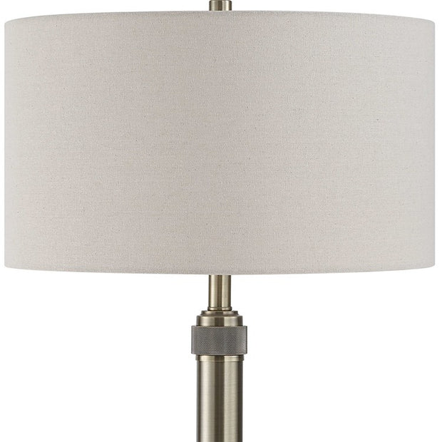 Casa Bella Living Antique Brass Off- White Linen Floor Lamp