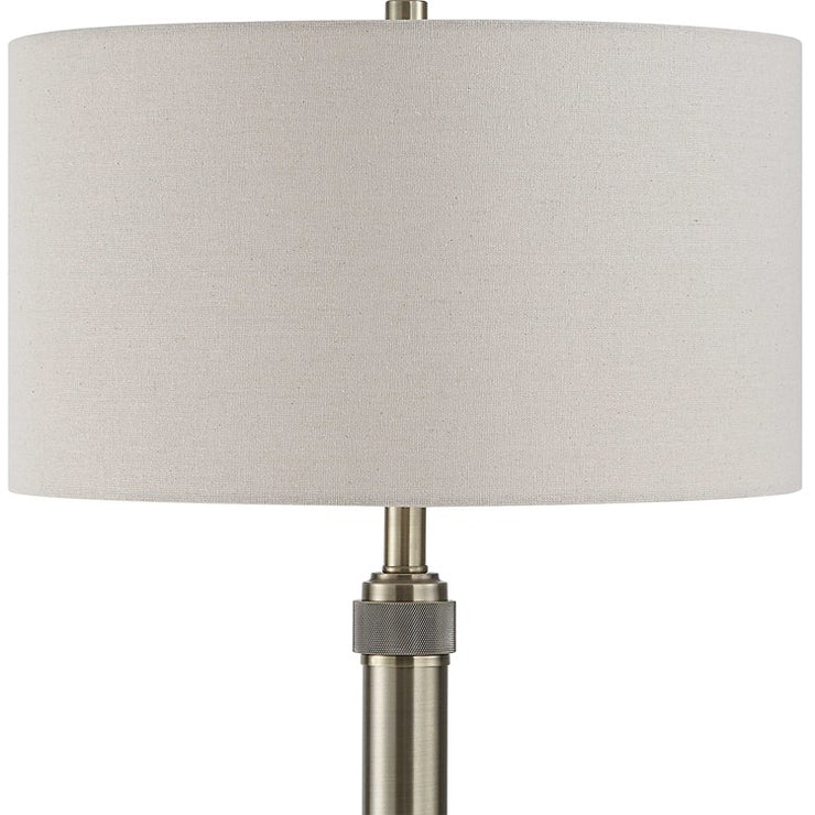 Casa Bella Living Antique Brass Off- White Linen Floor Lamp