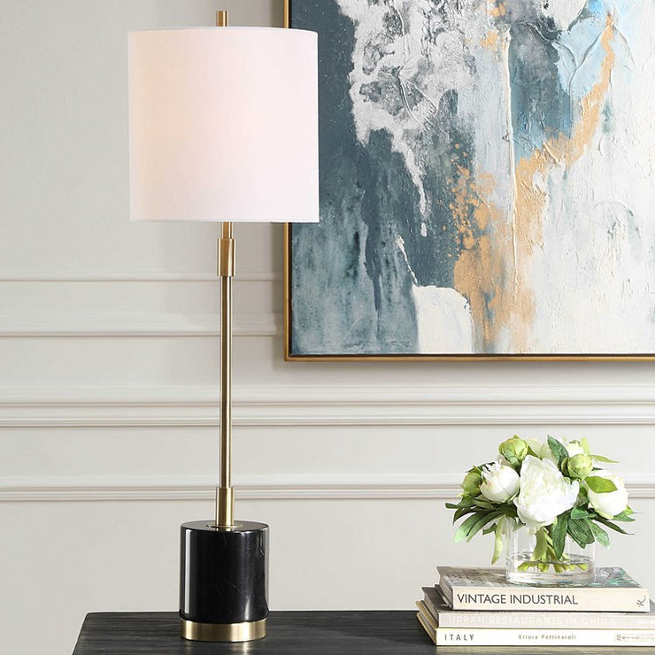 Casa Bella Living Black Marble Base Metal Buffet Lamp