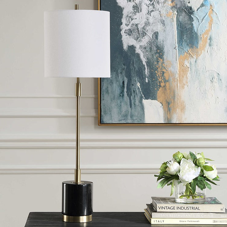 Casa Bella Living Black Marble Base Metal Buffet Lamp