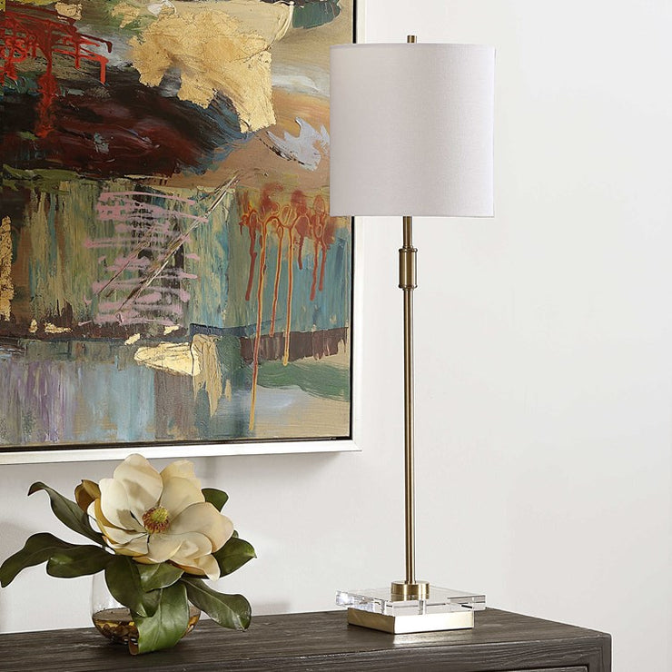 Casa Bella Living Metal Crystal Antique Brass Buffet Lamp