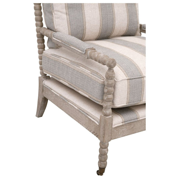 Essentials For Living Rouleau Club Chair ~ Stanebridge-Pewter, Natural Gray Oak