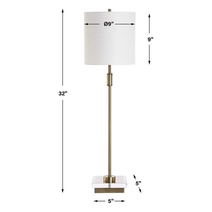 Casa Bella Living Metal Crystal Antique Brass Buffet Lamp