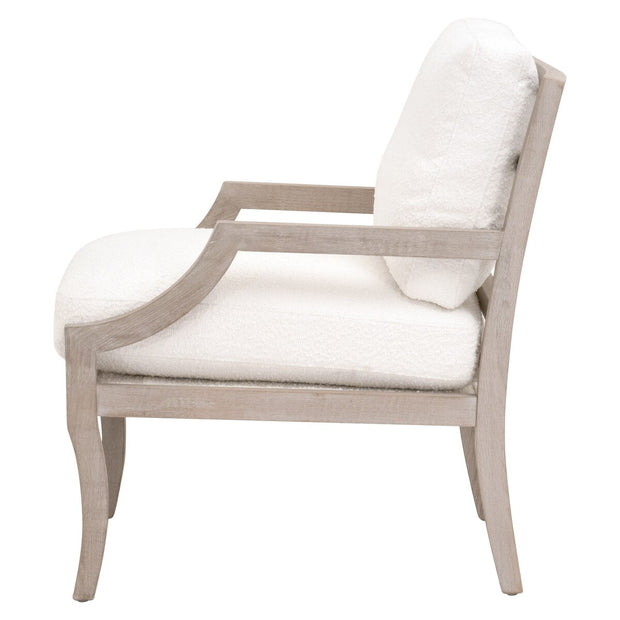 Essentials For Living Stratton Club Chair ~ LiveSmart Boucle-Snow, Natural Gray Beech