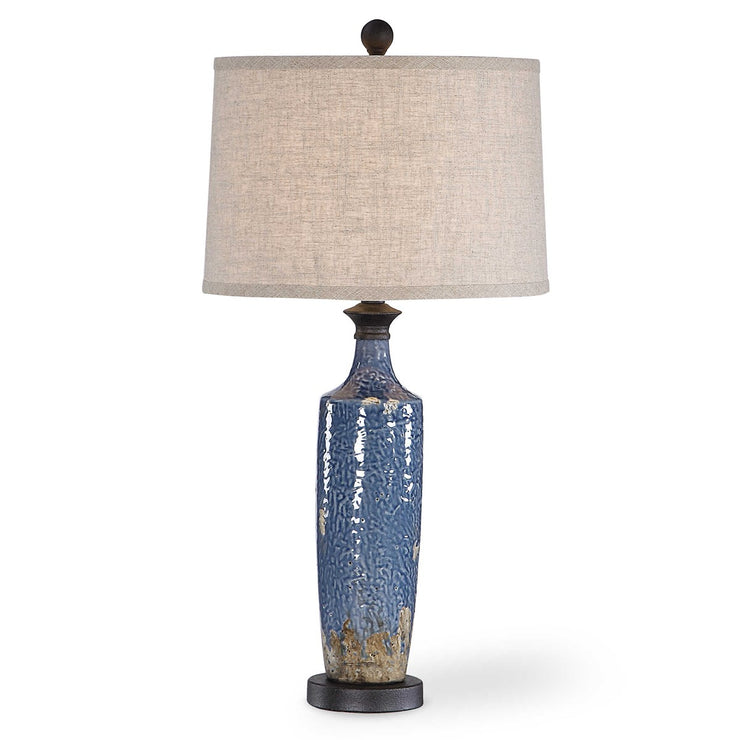 Casa Bella Living Blue Texture Ceramic Base Dark Khaki Accents Lamp