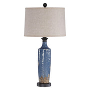 Casa Bella Living Blue Texture Ceramic Base Dark Khaki Accents Lamp