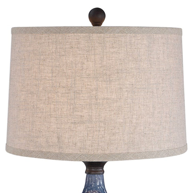 Casa Bella Living Blue Texture Ceramic Base Dark Khaki Accents Lamp