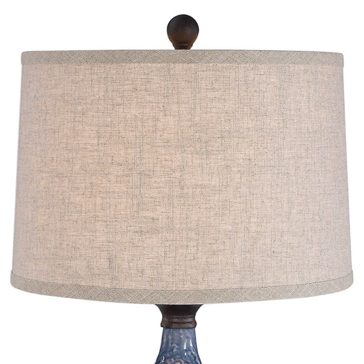 Casa Bella Living Blue Texture Ceramic Base Dark Khaki Accents Lamp