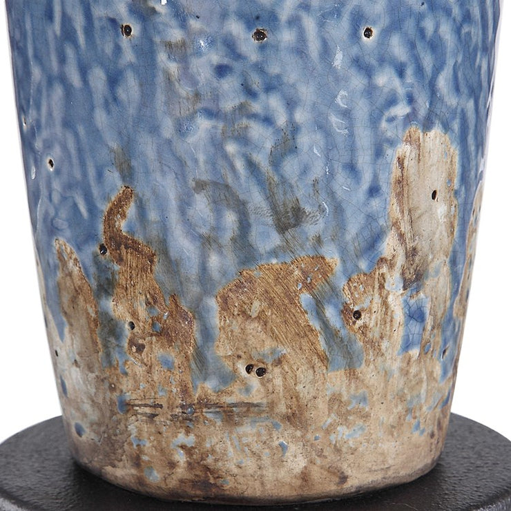 Casa Bella Living Blue Texture Ceramic Base Dark Khaki Accents Lamp
