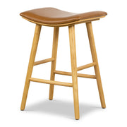 Four Hands Union Counter Stool ~ Sierra Butterscotch Faux Leather Cushioned Saddle Style Seat