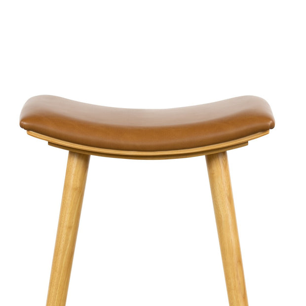 Four Hands Union Counter Stool ~ Sierra Butterscotch Faux Leather Cushioned Saddle Style Seat