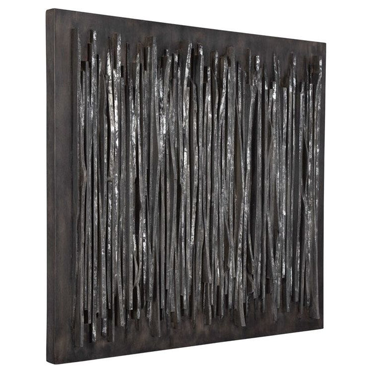 Uttermost Emerge Fossil Gray with Silver Leaf Accents Aged Teak Wood Wall Panel