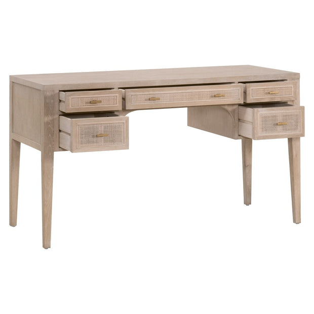 Essentials For Living Cane Desk ~ Smoke Gray Oak, Smoke Gray Cane