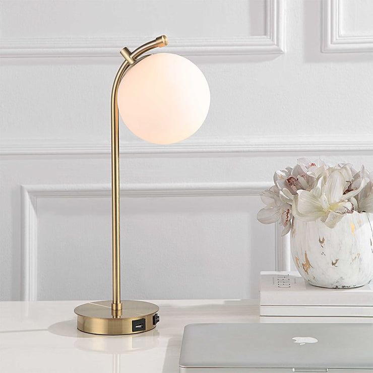 Casa Bella Living White Glass Globe With Gold Finish Desk Lamp