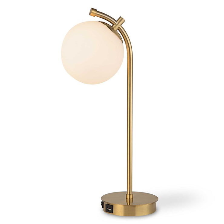 Casa Bella Living White Glass Globe With Gold Finish Desk Lamp