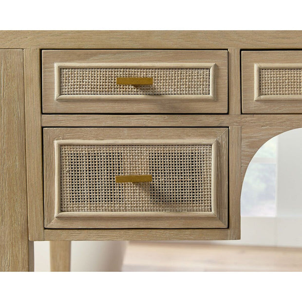 Essentials For Living Cane Desk ~ Smoke Gray Oak, Smoke Gray Cane