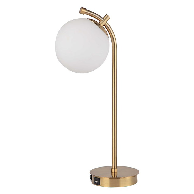 Casa Bella Living White Glass Globe With Gold Finish Desk Lamp