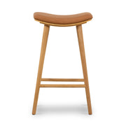 Four Hands Union Bar Stool ~ Sierra Butterscotch Faux Leather Cushioned Saddle Style Seat