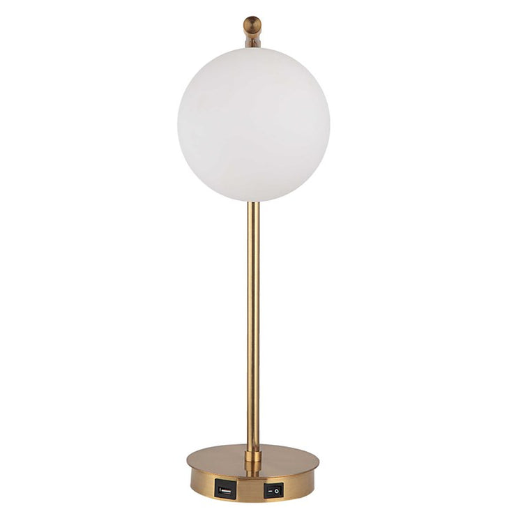 Casa Bella Living White Glass Globe With Gold Finish Desk Lamp