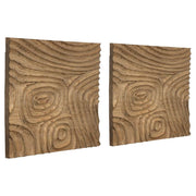 Uttermost Channels Set of 2 Hand Carved Natural Finished Pine Wood Wall Art Decor