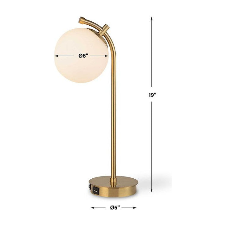Casa Bella Living White Glass Globe With Gold Finish Desk Lamp
