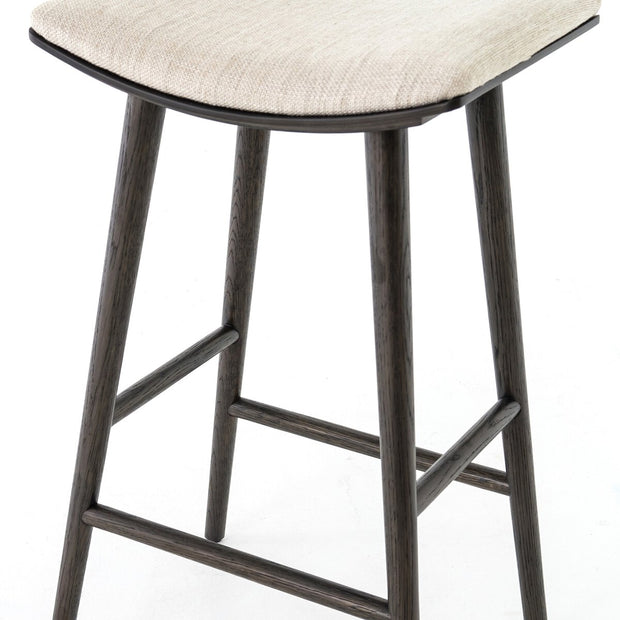 Four Hands Union Bar Stool ~ Essence Natural Fabric Cushioned Saddle Style Seat