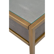 Essentials For Living Strand Shagreen Desk ~ Gray Shagreen, Brushed Gold, Clear Glass