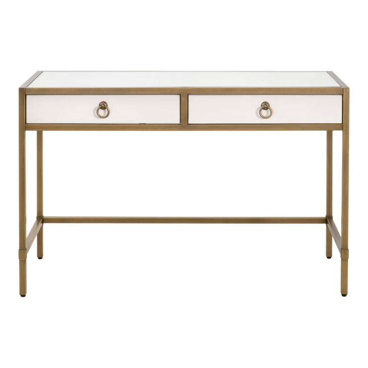 Essentials For Living Strand Shagreen Desk~ Pearl Shagreen, Brushed Gold