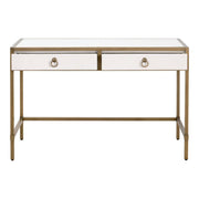 Essentials For Living Strand Shagreen Desk~ Pearl Shagreen, Brushed Gold