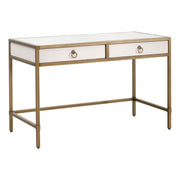 Essentials For Living Strand Shagreen Desk~ Pearl Shagreen, Brushed Gold