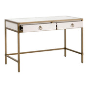 Essentials For Living Strand Shagreen Desk~ Pearl Shagreen, Brushed Gold