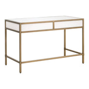 Essentials For Living Strand Shagreen Desk~ Pearl Shagreen, Brushed Gold