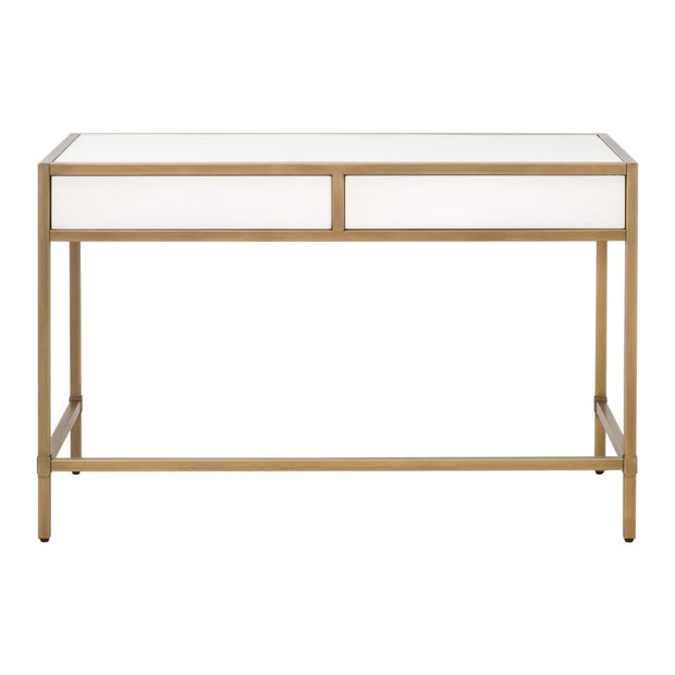 Essentials For Living Strand Shagreen Desk~ Pearl Shagreen, Brushed Gold