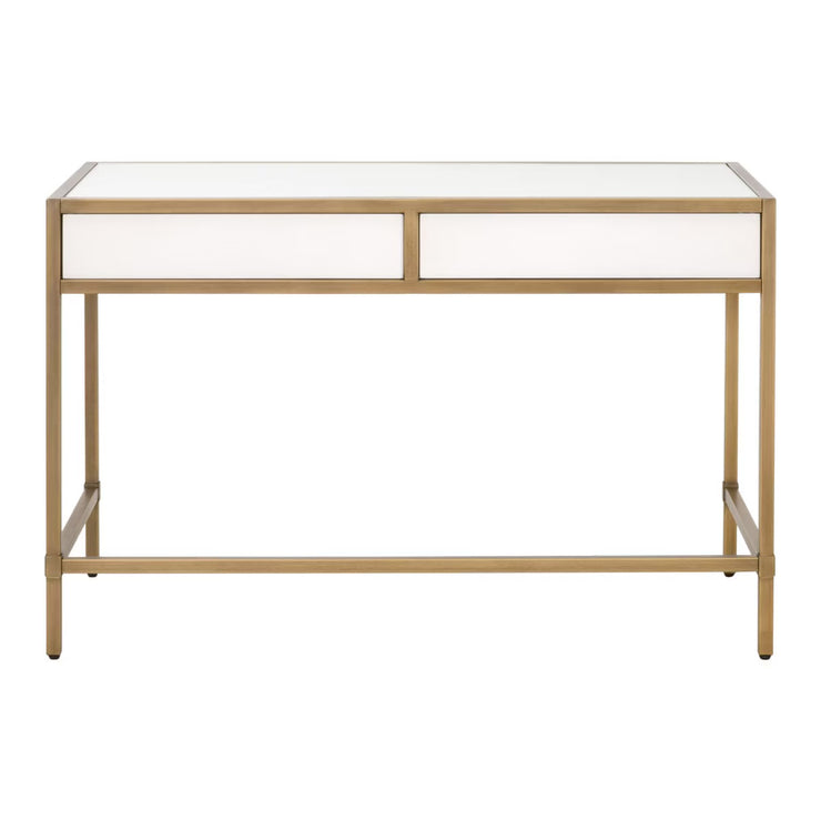 Essentials For Living Strand Shagreen Desk~ Pearl Shagreen, Brushed Gold