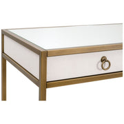 Essentials For Living Strand Shagreen Desk~ Pearl Shagreen, Brushed Gold