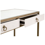 Essentials For Living Strand Shagreen Desk~ Pearl Shagreen, Brushed Gold