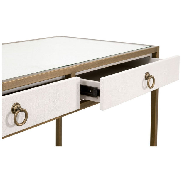Essentials For Living Strand Shagreen Desk~ Pearl Shagreen, Brushed Gold