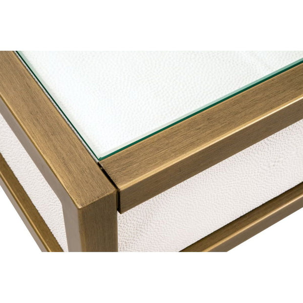 Essentials For Living Strand Shagreen Desk~ Pearl Shagreen, Brushed Gold